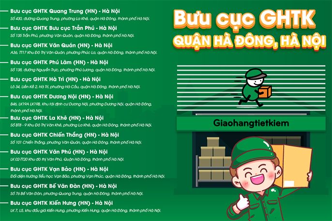 Danh sách địa chỉ bưu cục Giao Hàng Tiết Kiệm (GHTK) tại Hà Nội